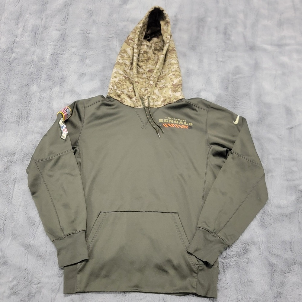 Cincinnati Bengals Salute‎ to Service Nike Hoodie Mens Small Green Camo NFL